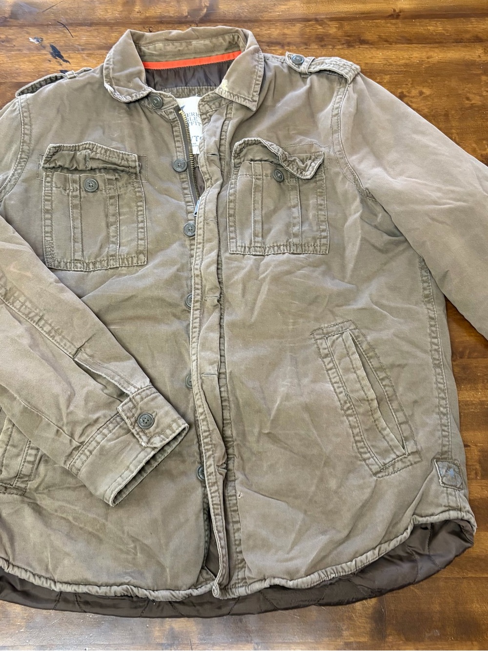 American Eagle Outfitters Men's Field Jacket in Taupe Green